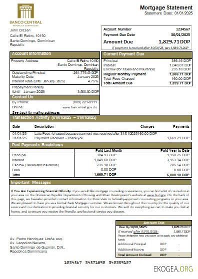 République dominicaine Banque centrale banque relevé hypothécaire scr